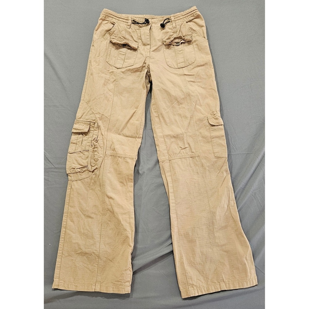 Brandy Melville Cargo Pants Women One Size Ripstop Tan Khaki Utility Wide Leg